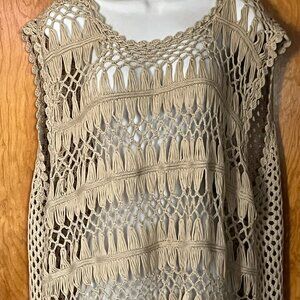 A.N.A. (ana) beige crochet open-weave pullover sweater- 2X
